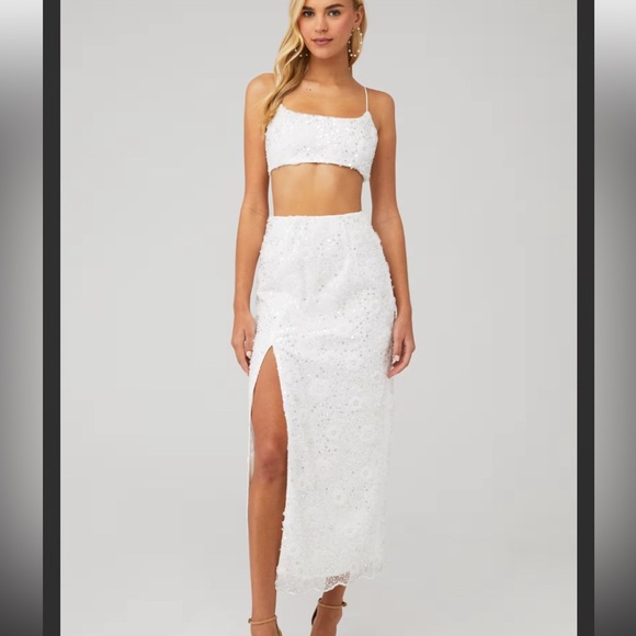 Show Me Your MuMu Love Letter SKIRT White Embellished - Size Small ($298) - Picture 3 of 9